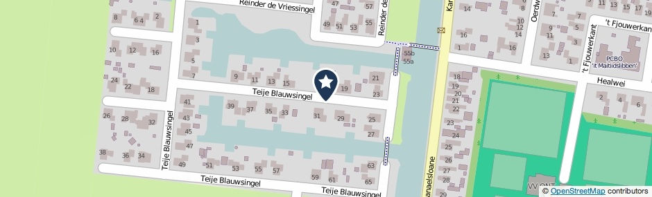 Kaartweergave Teije Blauwsingel in Opeinde