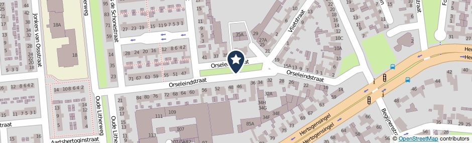 Kaartweergave Orseleindstraat in Oss