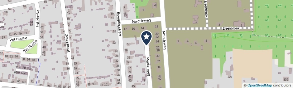 Kaartweergave Meiduinweg in Ossendrecht