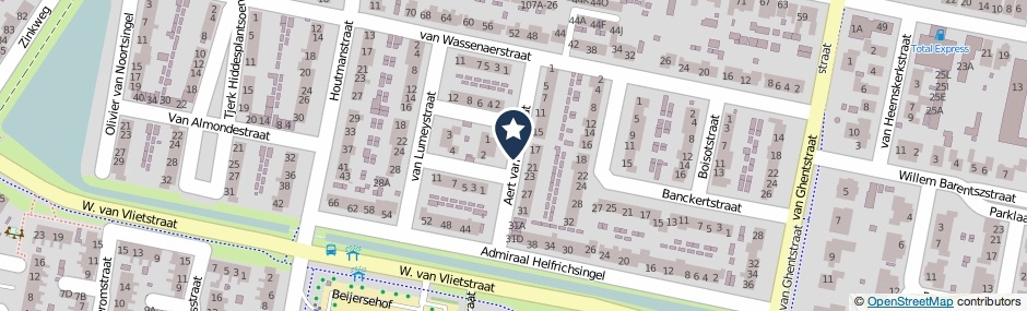 Kaartweergave Aert Van Nesstraat in Oud-Beijerland