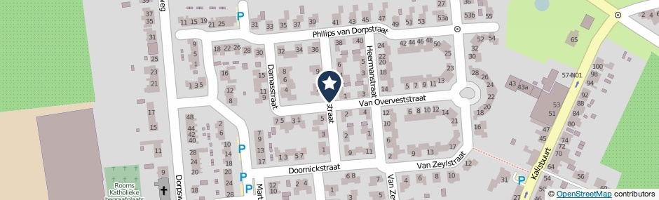 Kaartweergave Botlandstraat in Oud-Vossemeer