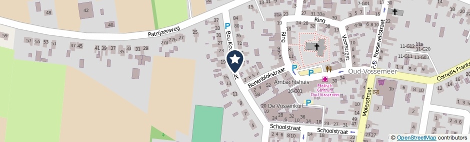 Kaartweergave Bou Kooijmanstraat in Oud-Vossemeer