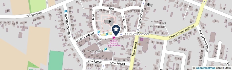 Kaartweergave Raadhuisstraat in Oud-Vossemeer