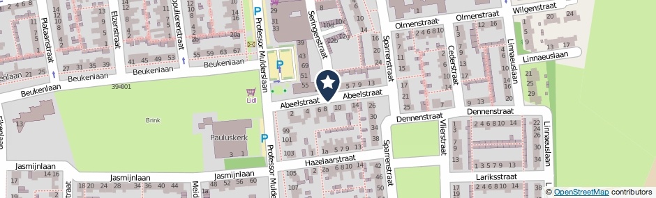 Kaartweergave Abeelstraat in Oudenbosch