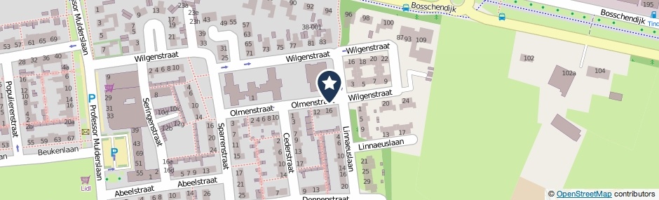 Kaartweergave Olmenstraat in Oudenbosch