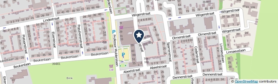 Kaartweergave Seringenstraat in Oudenbosch