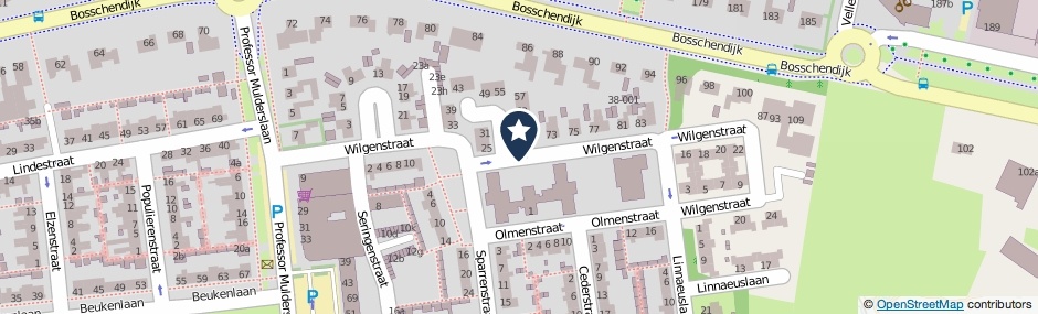 Kaartweergave Wilgenstraat in Oudenbosch