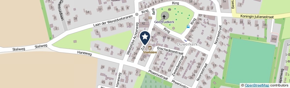 Kaartweergave Zuidstraat in Ouwerkerk