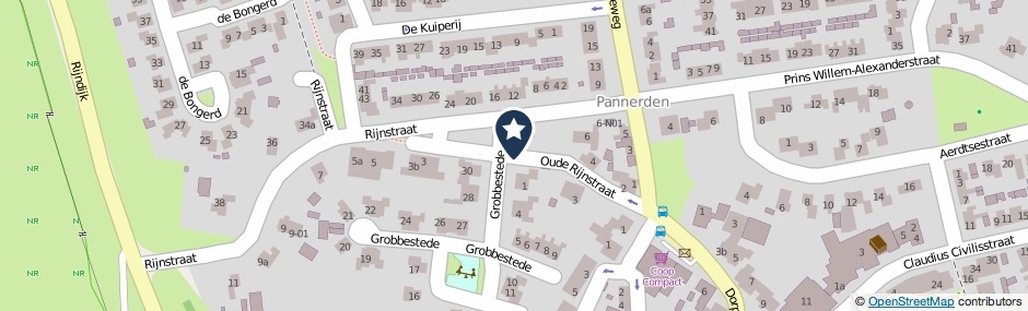 Kaartweergave Oude Rijnstraat in Pannerden