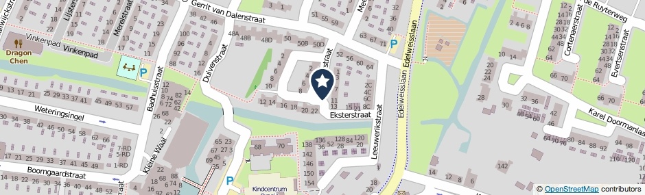Kaartweergave Eksterstraat in Papendrecht