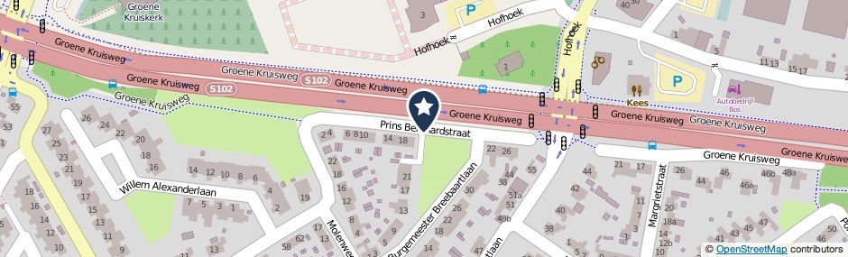 Kaartweergave Prins Bernhardstraat in Poortugaal