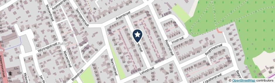 Kaartweergave Anemoonstraat in Putte