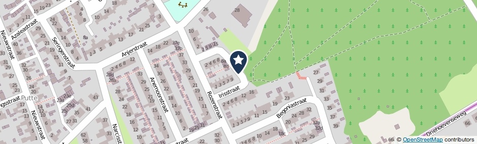Kaartweergave Irisstraat in Putte