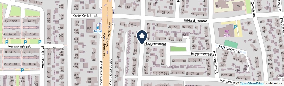 Kaartweergave Huygensstraat in Putten