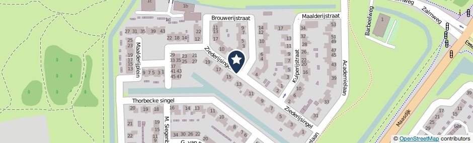 Kaartweergave Ziederijsingel in Raamsdonksveer