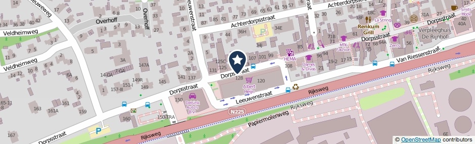 Kaartweergave Dorpsstraat in Renkum