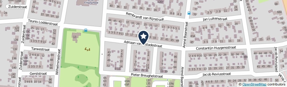 Kaartweergave Adriaan Van Ostadestraat in Rijssen