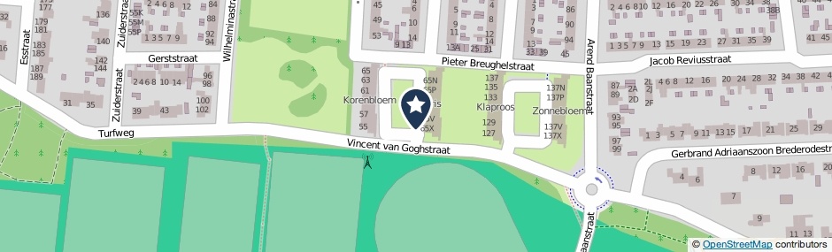 Kaartweergave Vincent Van Goghstraat in Rijssen