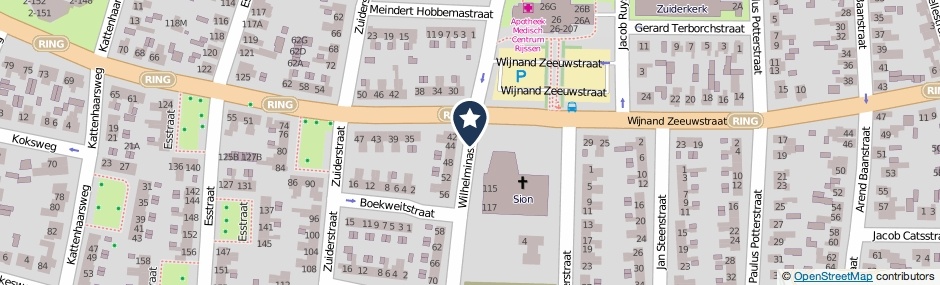Kaartweergave Wilhelminastraat in Rijssen