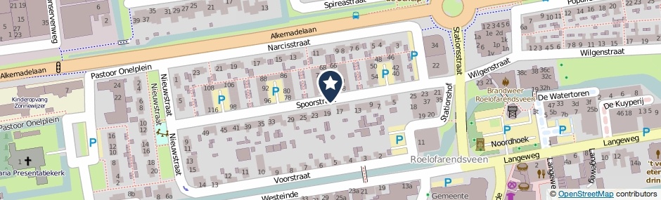 Kaartweergave Spoorstraat in Roelofarendsveen