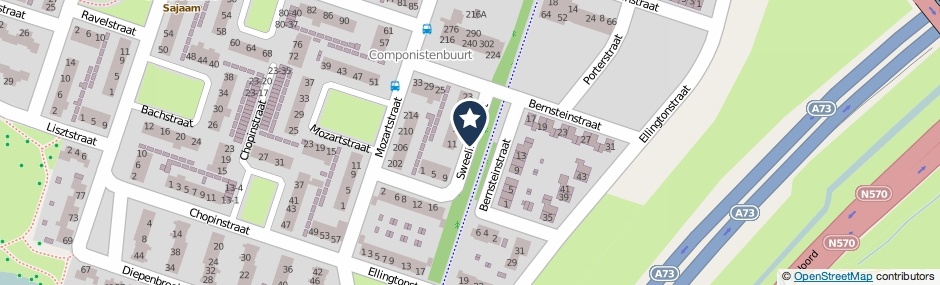 Kaartweergave Sweelinckstraat in Roermond