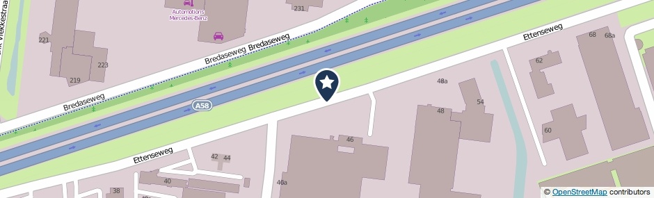 Kaartweergave Ettenseweg in Roosendaal