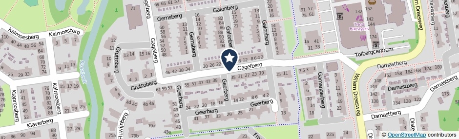 Kaartweergave Gagelberg in Roosendaal