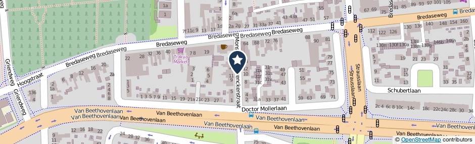Kaartweergave Monseigneur Frenckenstraat in Roosendaal