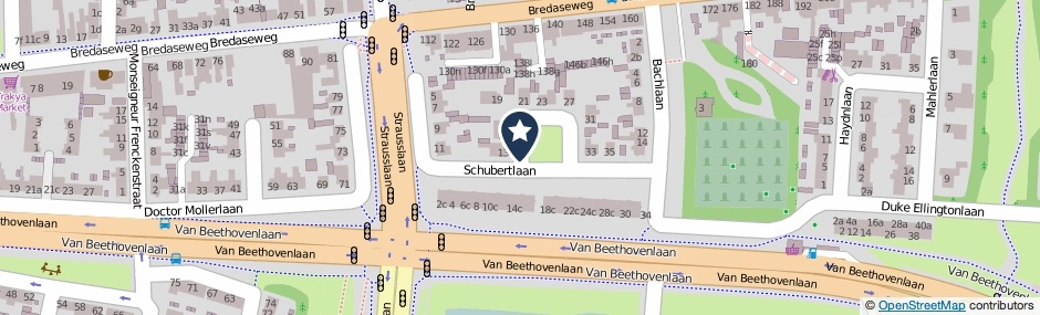 Kaartweergave Schubertlaan in Roosendaal