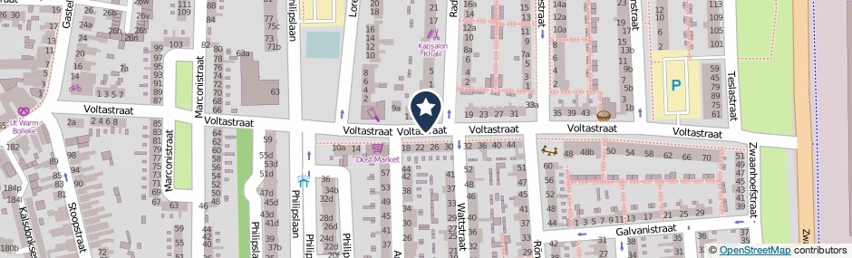 Kaartweergave Voltastraat in Roosendaal