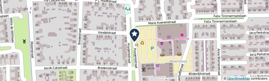 Kaartweergave Huygensstraat in Rosmalen