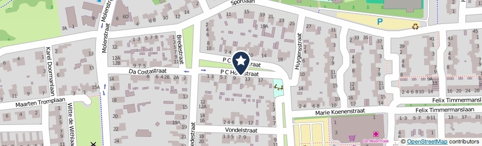 Kaartweergave P C Hooftstraat in Rosmalen
