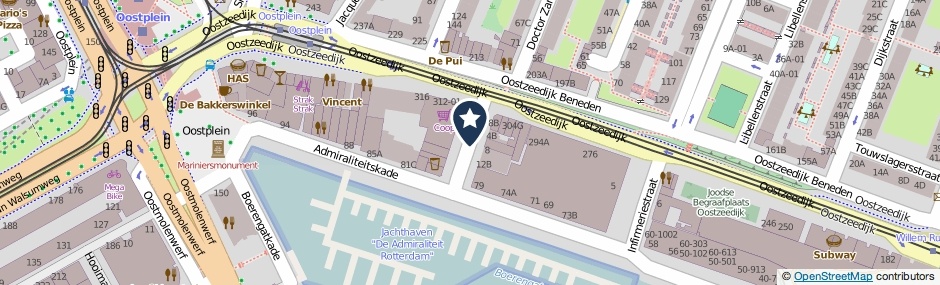 Kaartweergave Admiraliteitsstraat in Rotterdam