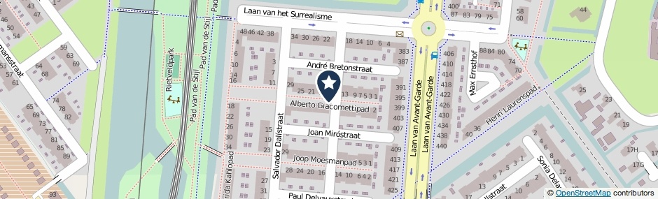 Kaartweergave Alberto Giacomettipad in Rotterdam