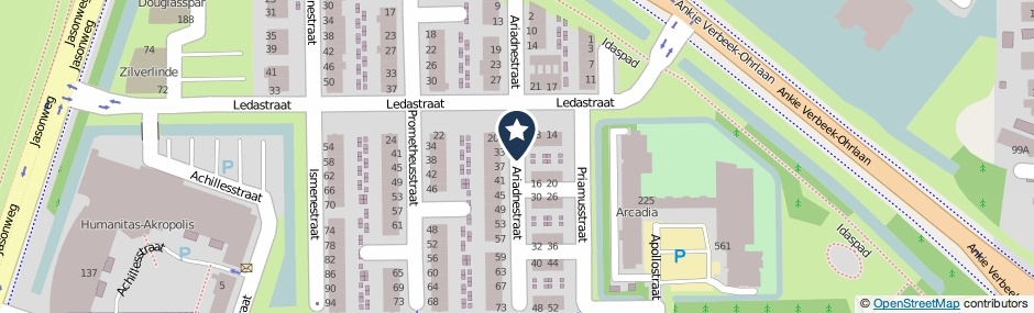 Kaartweergave Ariadnestraat in Rotterdam