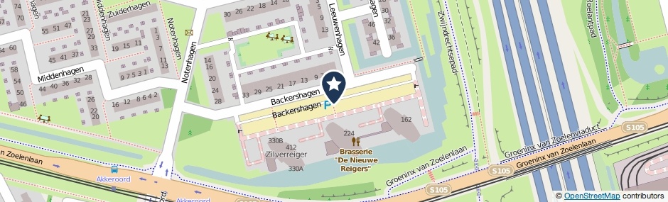 Kaartweergave Backershagen in Rotterdam