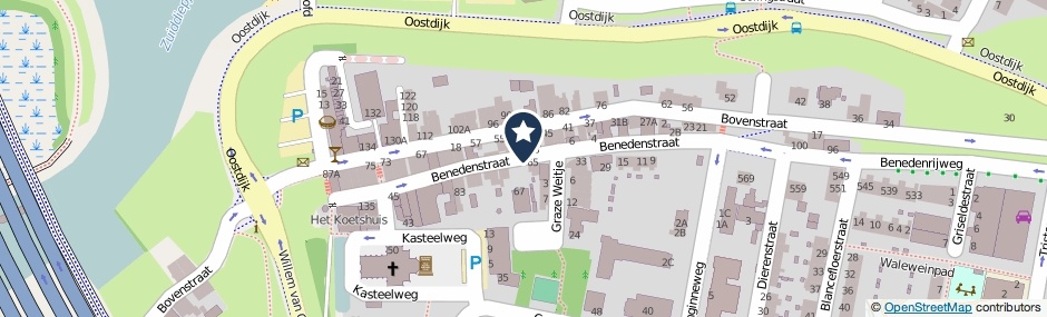 Kaartweergave Benedenstraat in Rotterdam