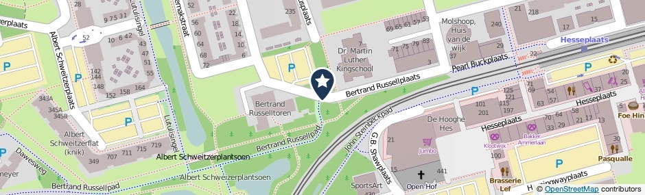 Kaartweergave Bertrand Russellplaats in Rotterdam