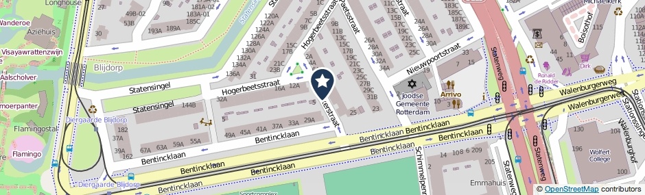 Kaartweergave Bickerstraat in Rotterdam