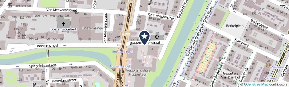 Kaartweergave Boezemdwarsstraat in Rotterdam