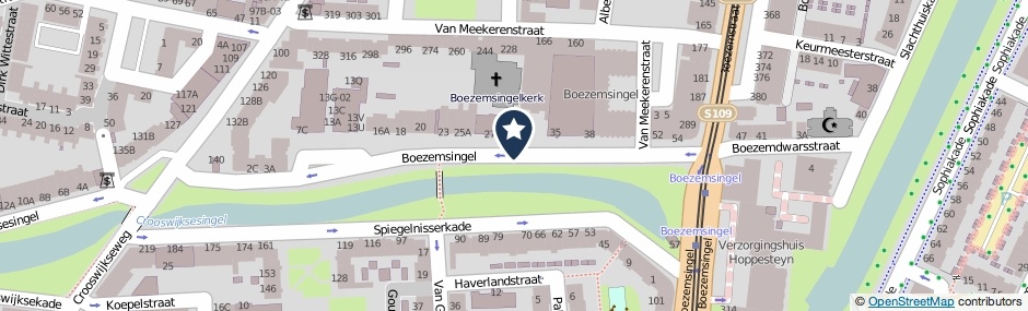 Kaartweergave Boezemsingel in Rotterdam