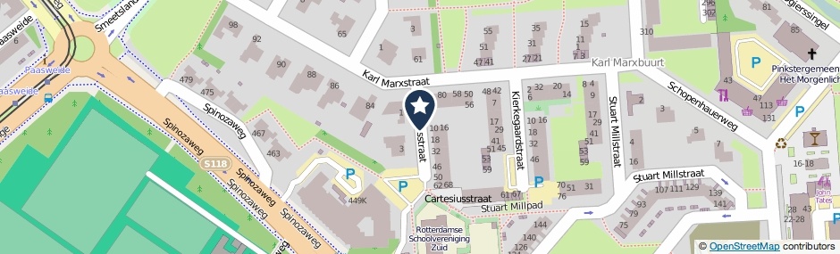 Kaartweergave Cartesiusstraat in Rotterdam