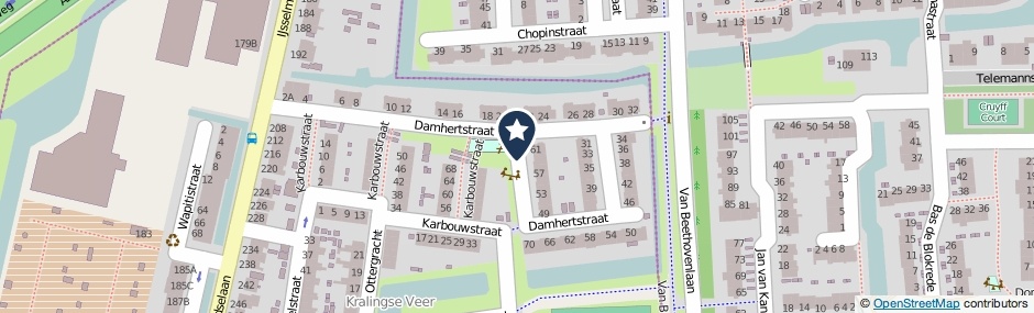 Kaartweergave Damhertstraat in Rotterdam
