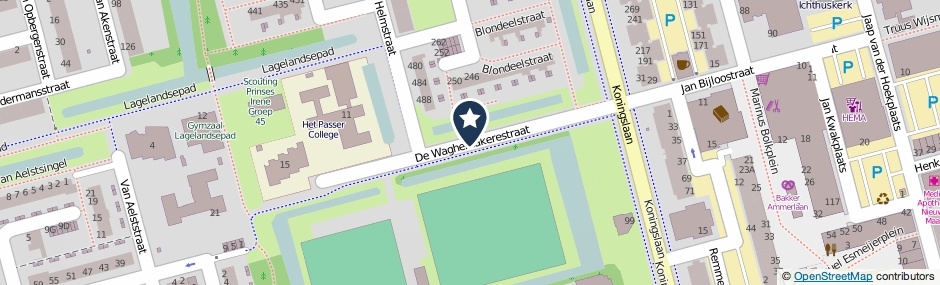 Kaartweergave De Waghemakerestraat in Rotterdam