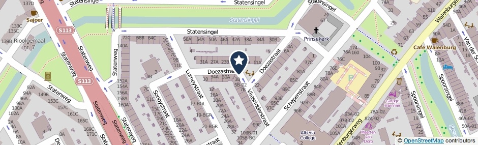 Kaartweergave Doezastraat in Rotterdam
