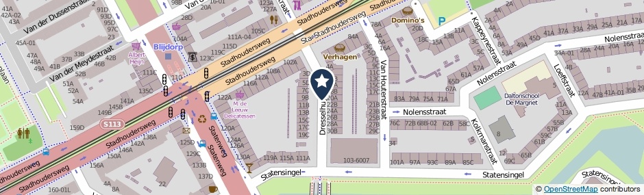 Kaartweergave Dresselhuysstraat in Rotterdam