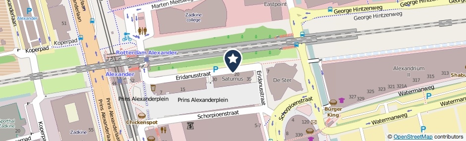 Kaartweergave Eridanusstraat in Rotterdam