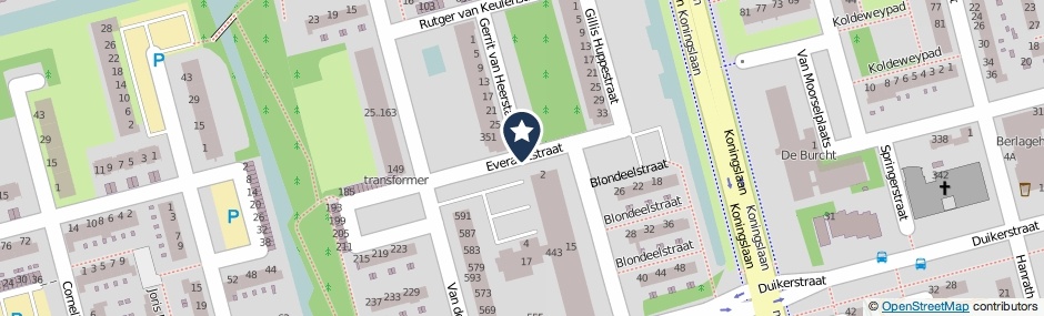 Kaartweergave Everaertstraat in Rotterdam