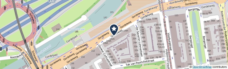 Kaartweergave Gordelweg in Rotterdam