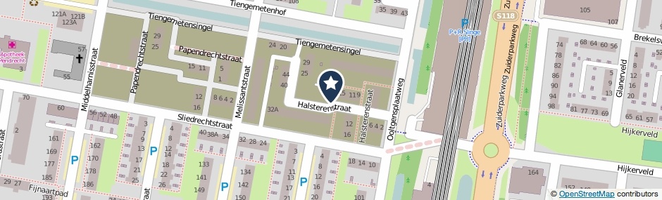 Kaartweergave Halsterenstraat in Rotterdam